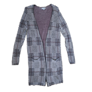 Joseph A Black and White Plaid Cardigan